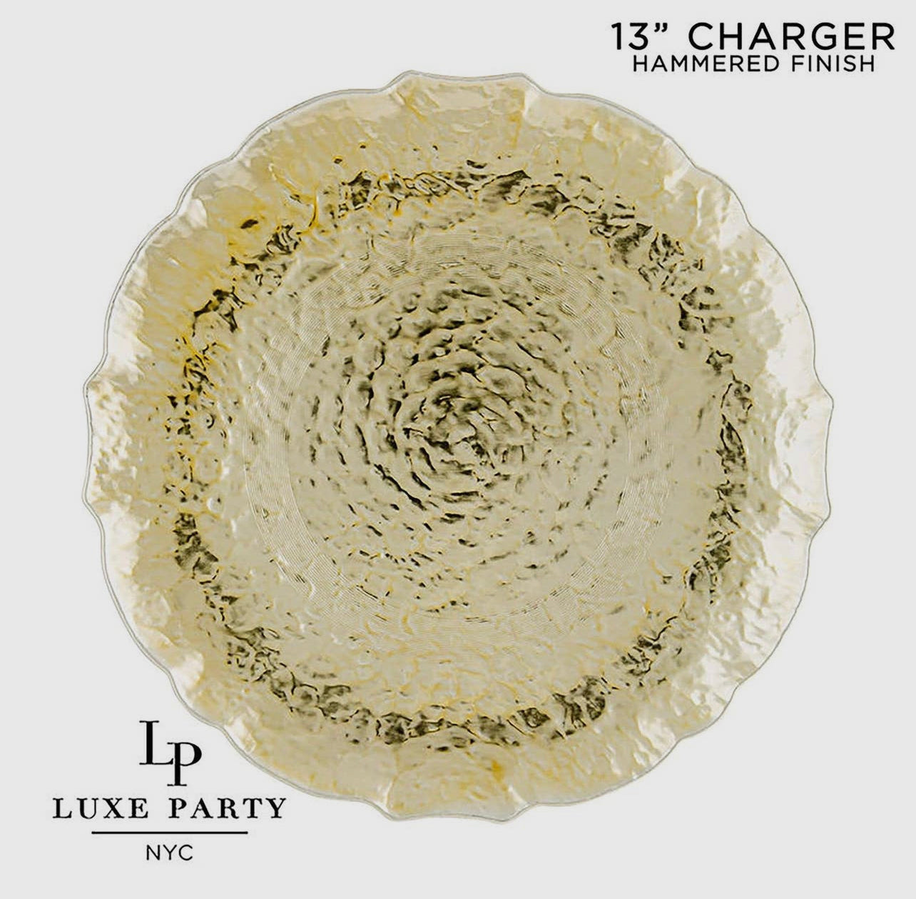 13" Gold Hammered Round Light Weight Charger Plate | 1 Charger