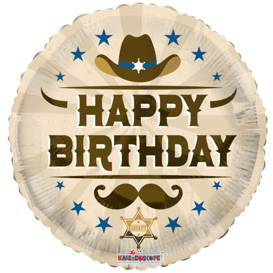 Happy Birthday Cowboy Theme, 18" Balloon*