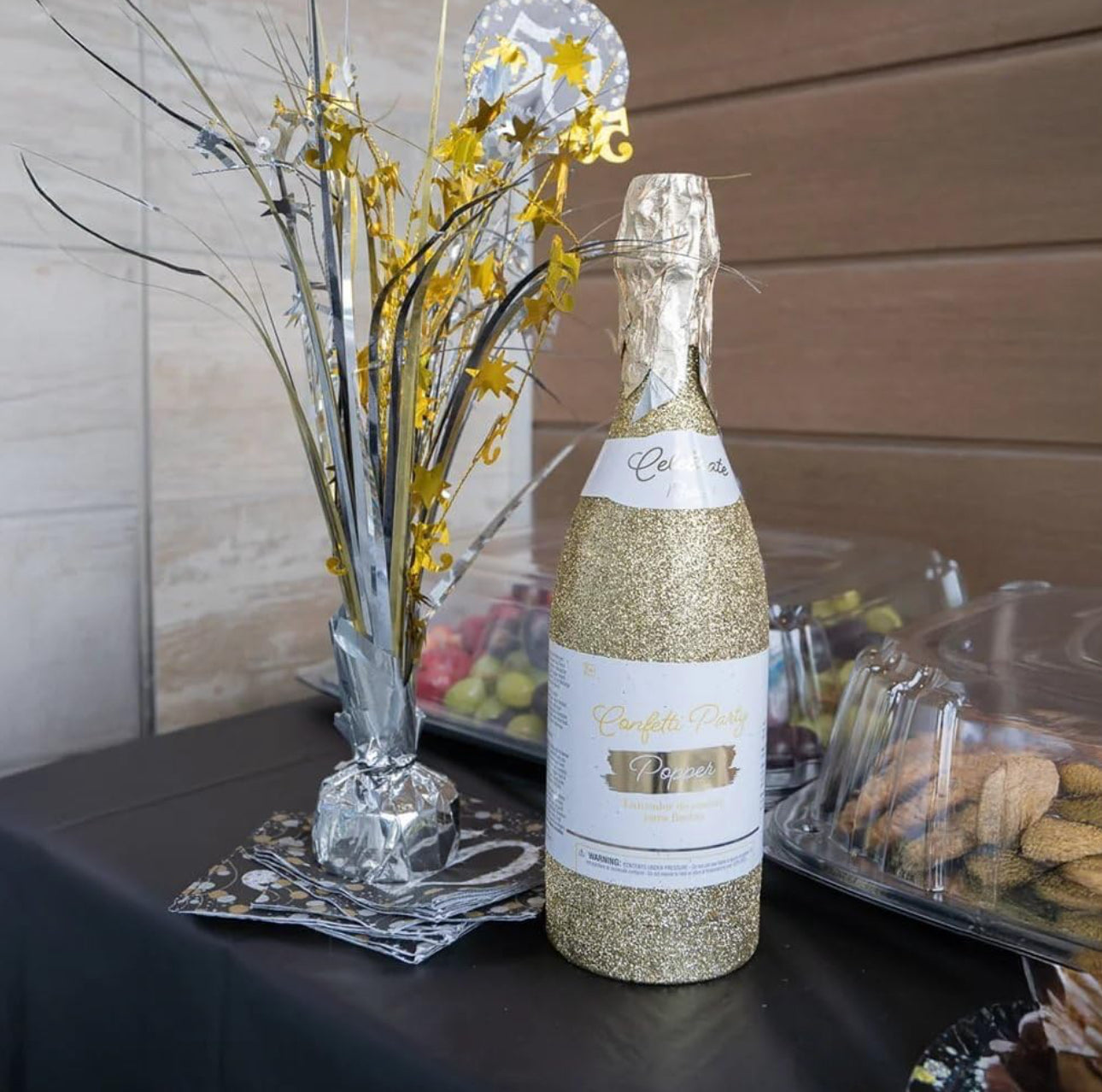 Golden Age Birthday, Champagne Bottle Confetti Party Popper
