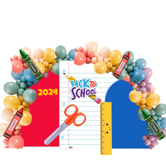Back to School Backdrop & Balloons (Full Setup)