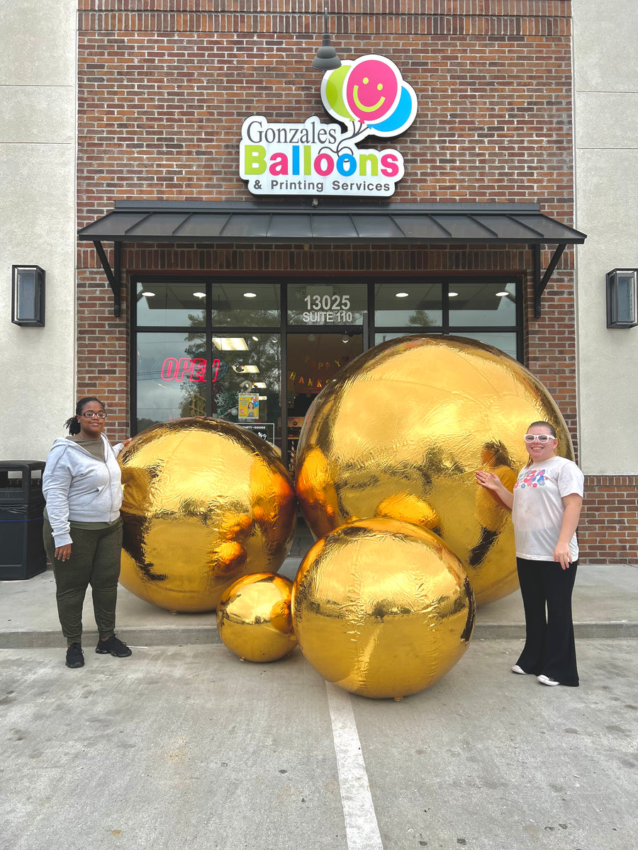 Big Inflatable Shiny Mirror Ball SILVER (RENTAL) Gonzales Party Store