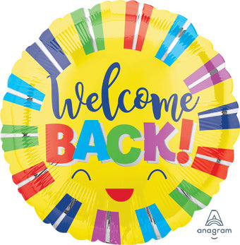 Welcome Back Colorful Stripes Balloon, 18 inch