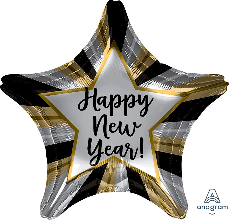 Happy New Years Radiant Star Foil Balloon