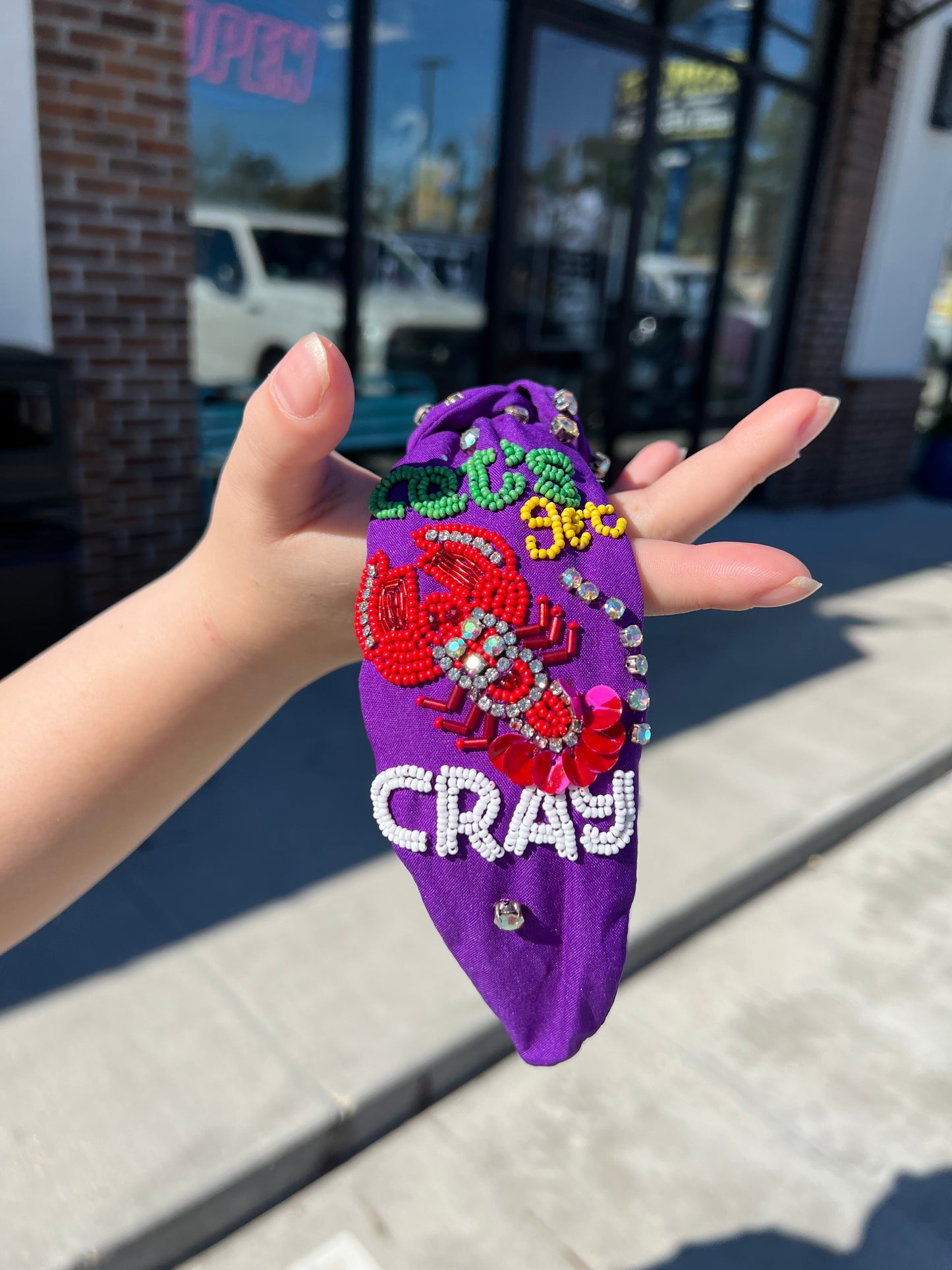 Mardi Gras Purple Headband Crawfish