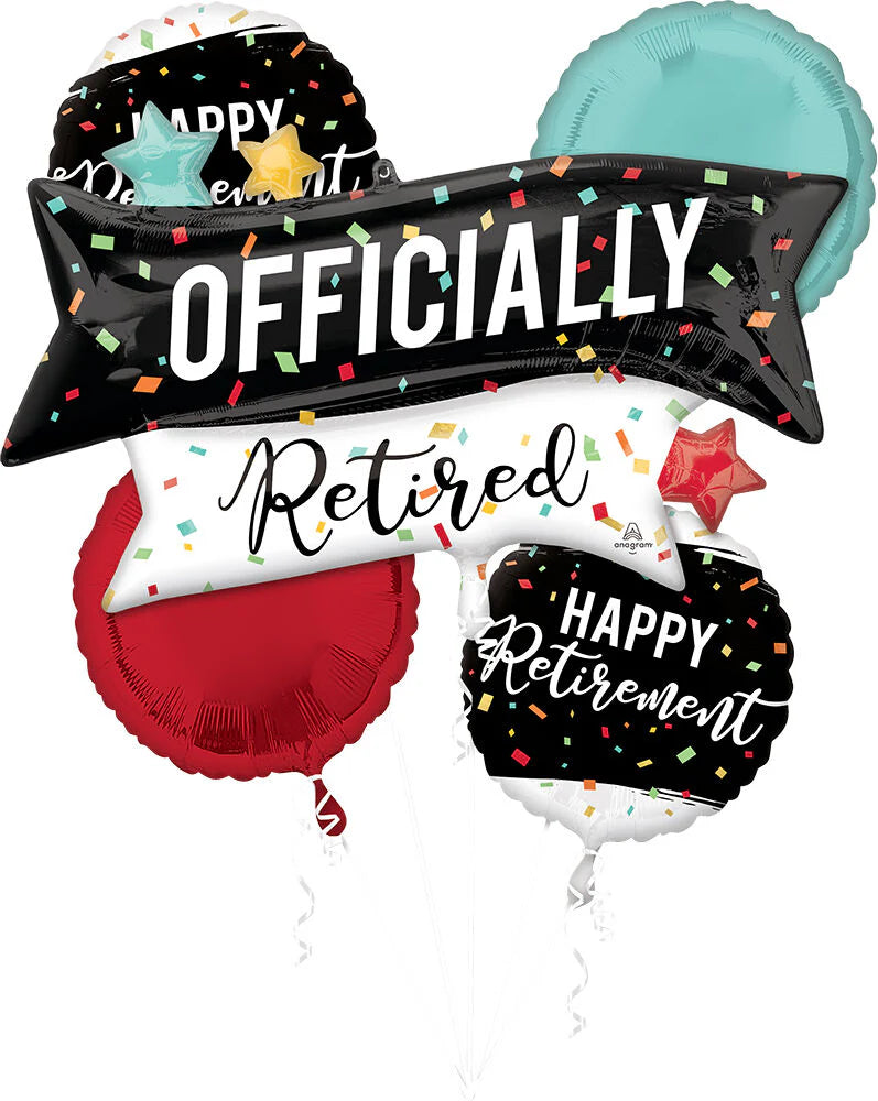 Officially Retired Confetti Celebration Balloon Bouquet 5pc