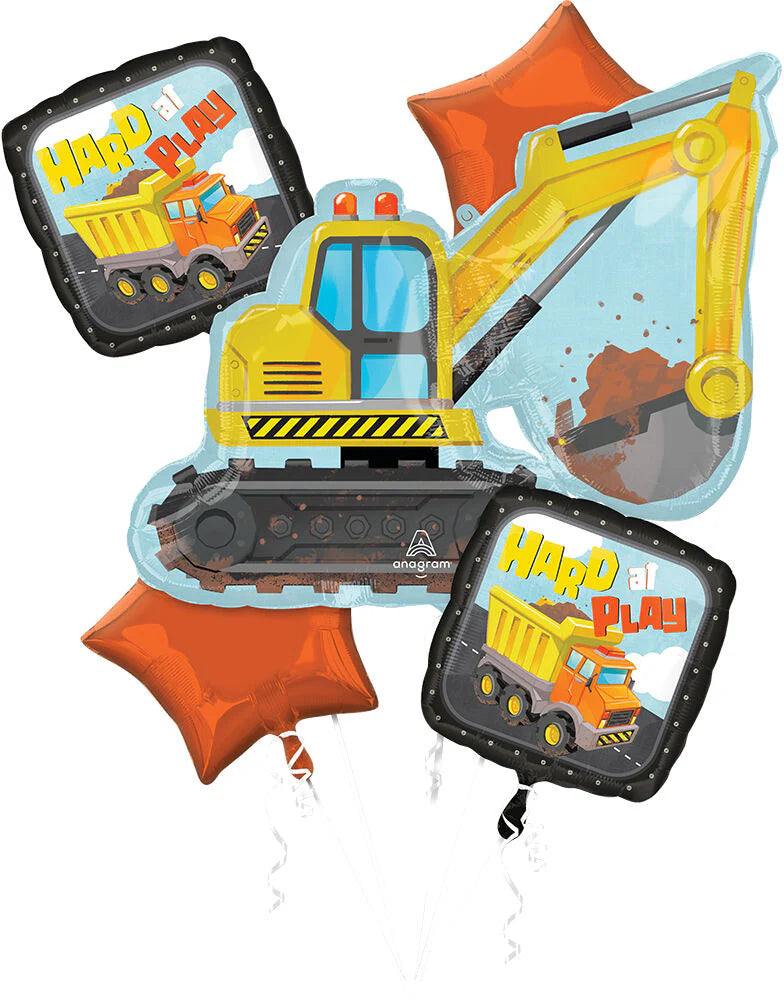 Construction Excavator, 5pc Balloon Bouquet