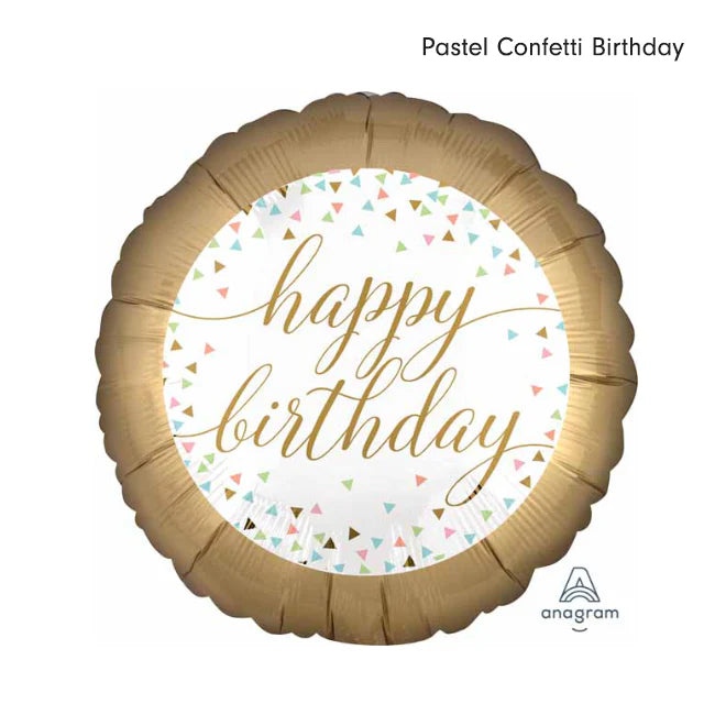 Pastel Satin Confetti Birthday Balloons