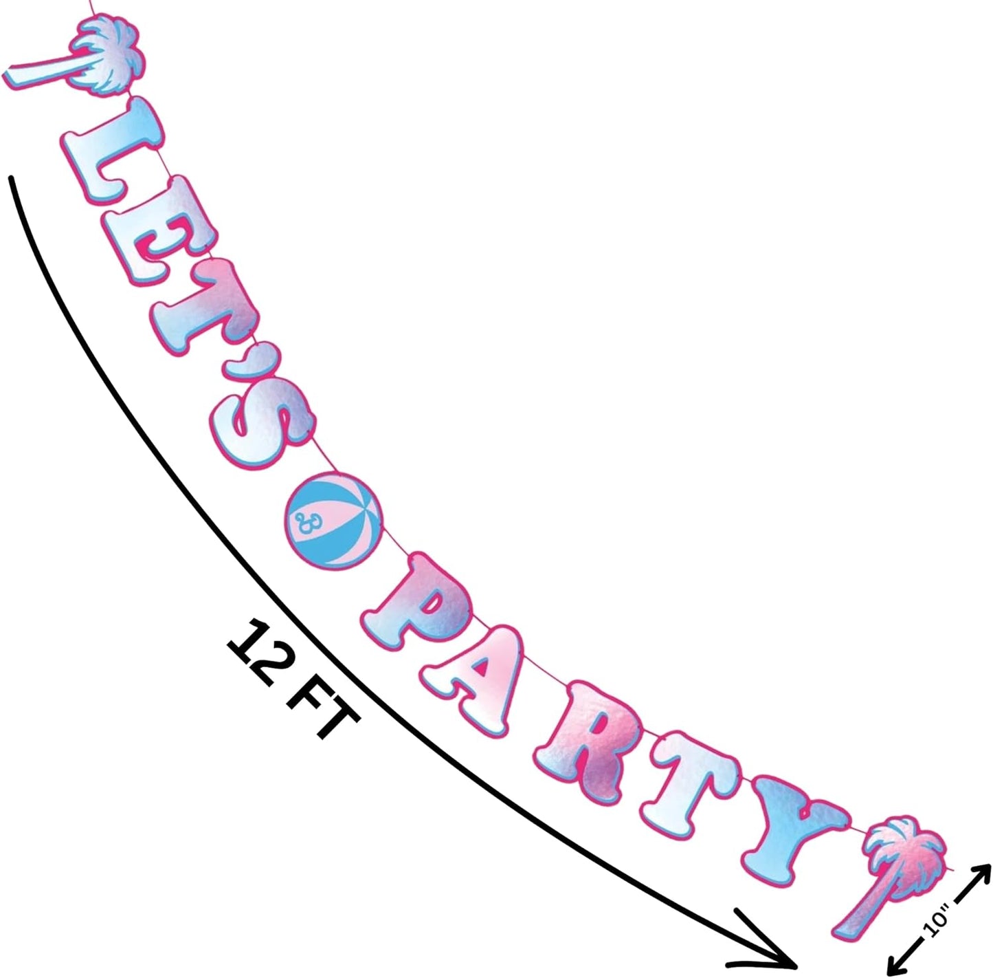 Malibu Pink Barbie "Let's Party" Letter Banner - 10" x 12 ft (1 Pack)