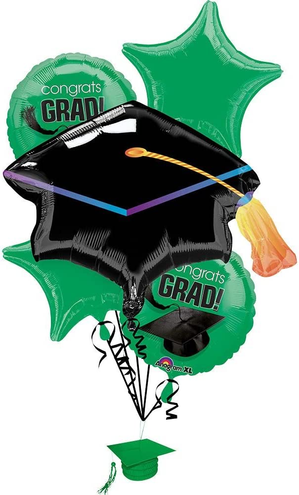 Green Congrats Grad Foil Balloon Bouquet, 5pc - True to Your School
