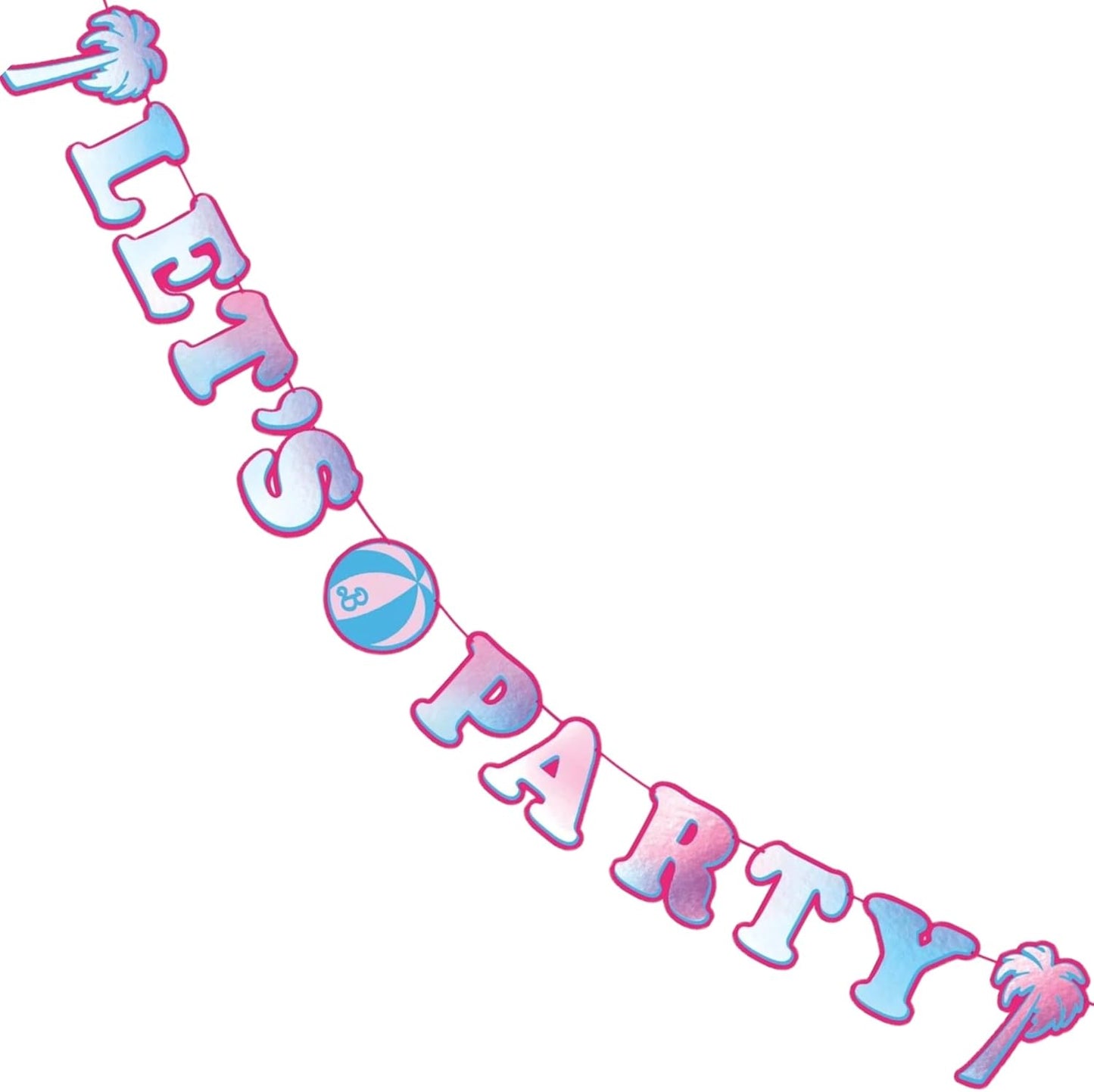 Malibu Pink Barbie "Let's Party" Letter Banner - 10" x 12 ft (1 Pack)