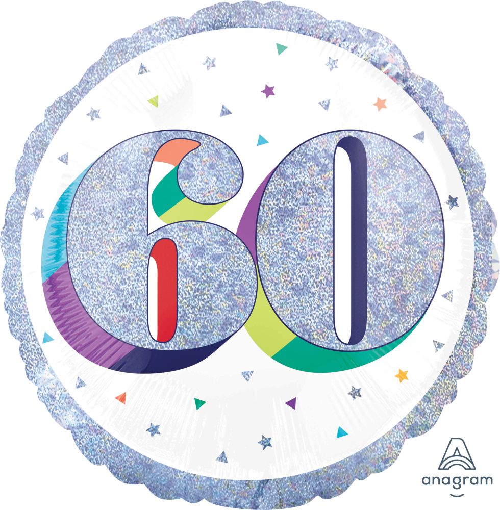 Holographic Iridescent 60th Balloon