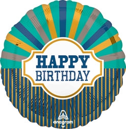Happy Birthday Beams with Gold Accents, 18" Balloon*