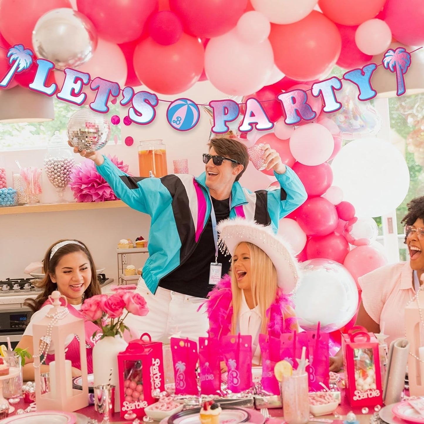Malibu Pink Barbie "Let's Party" Letter Banner - 10" x 12 ft (1 Pack)