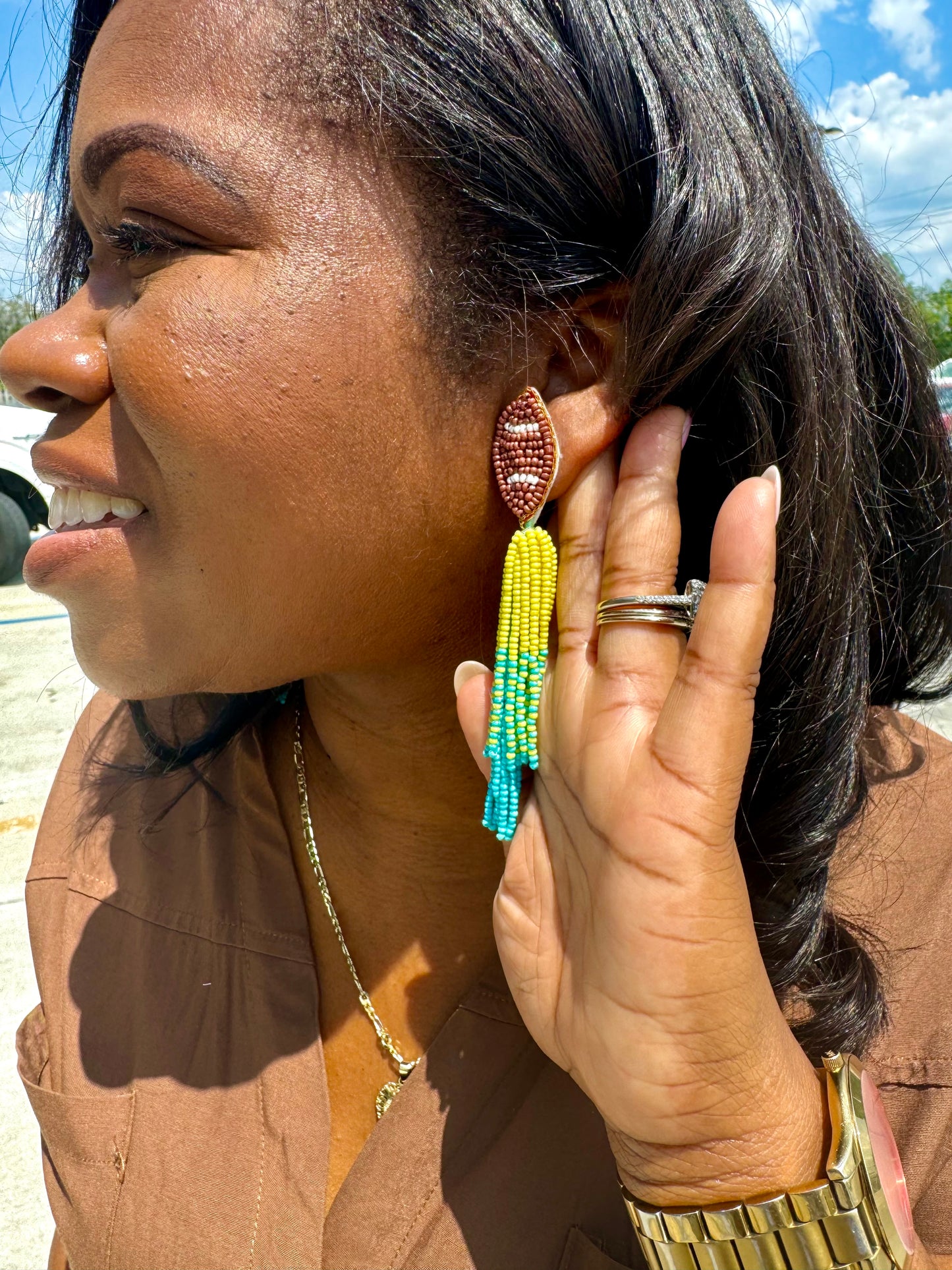 SU Go Jag Tassel Football Earring