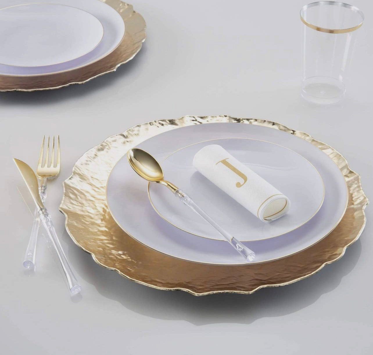 13" Gold Hammered Round Light Weight Charger Plate | 1 Charger