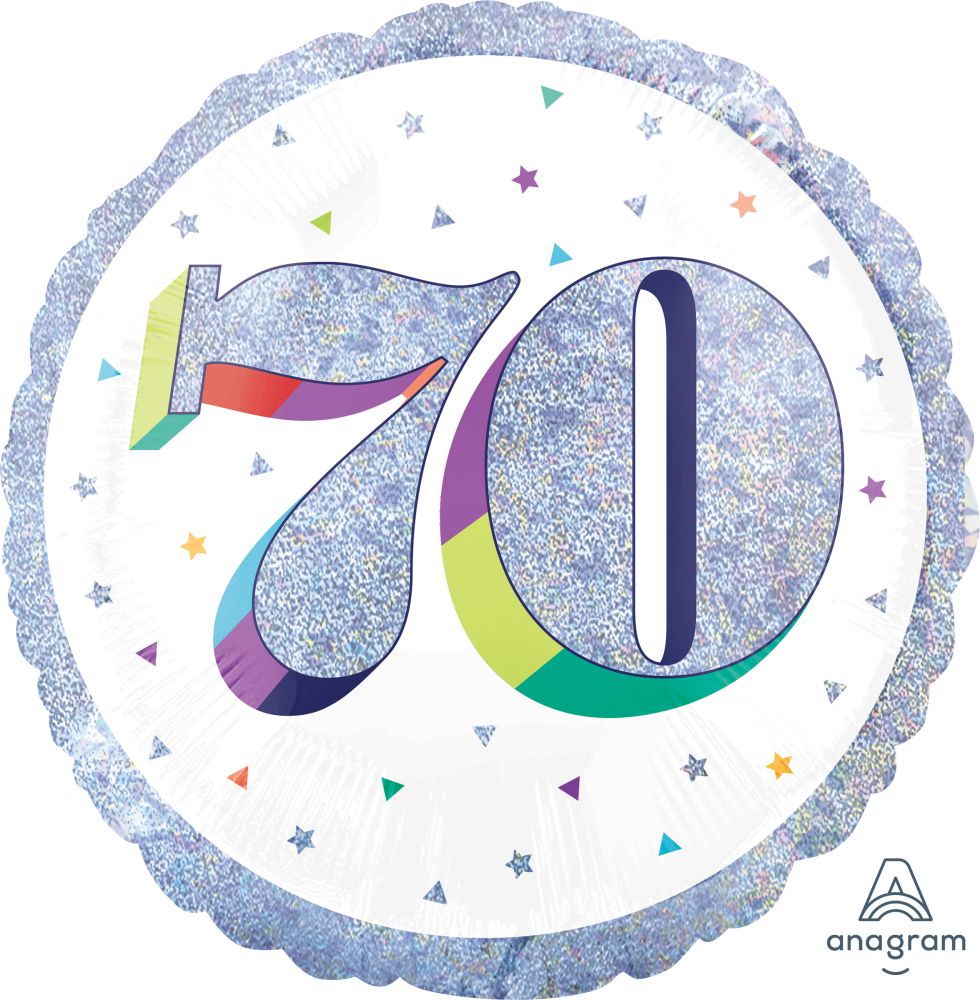 Holographic Iridescent 70th Balloon