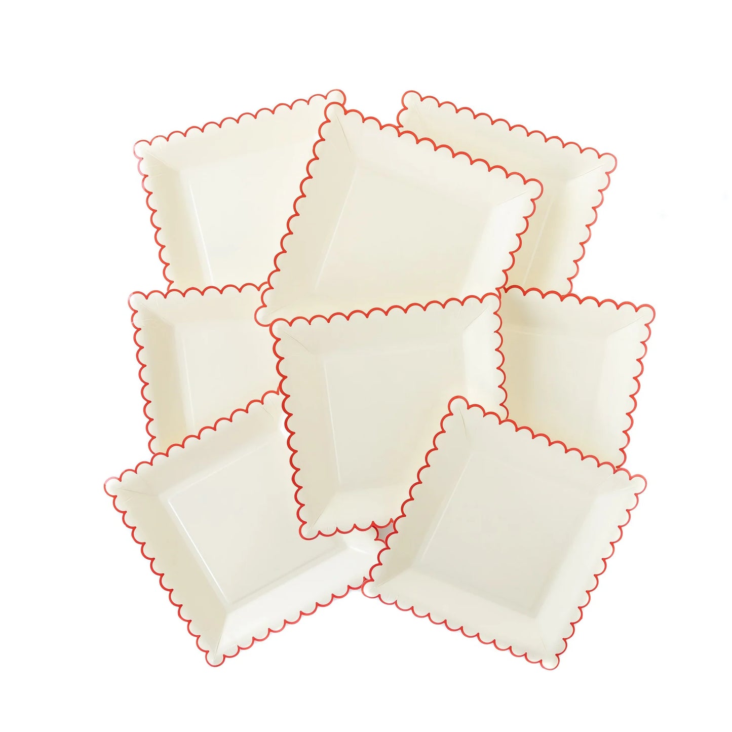 CREAM/RED SCALLOP 9" PAPER PLATE