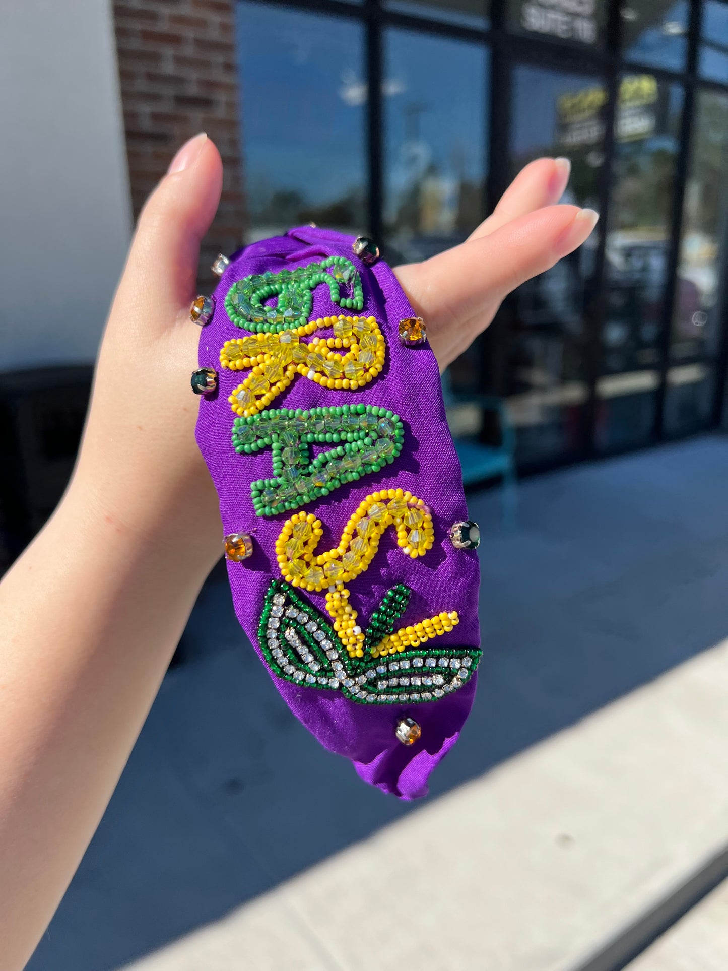 Mardi Gras Purple Beaded Headband
