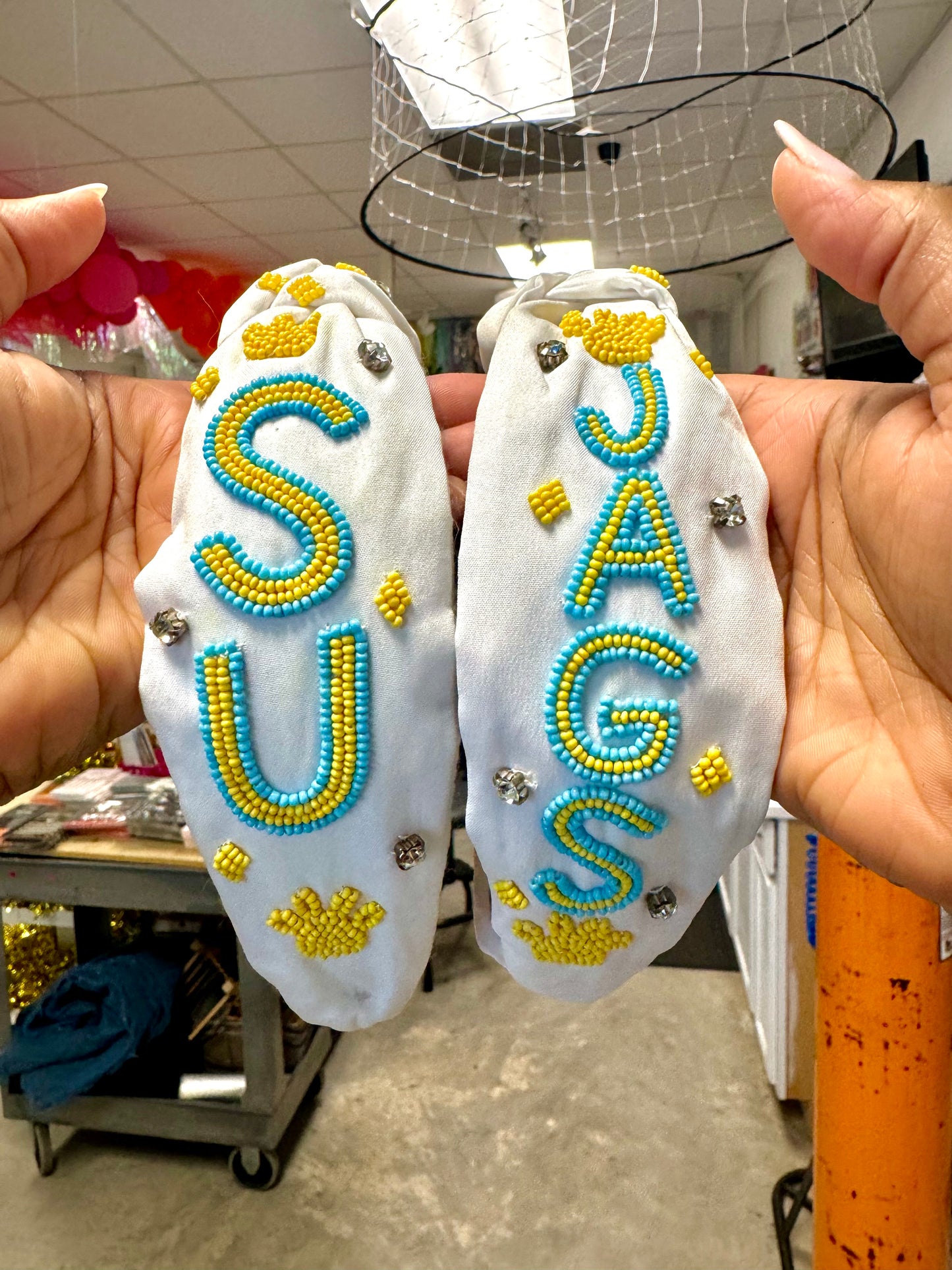SU White Jag Headband