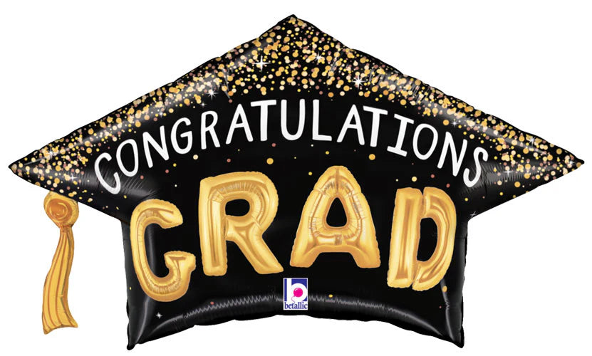 Congrats Confetti Grad Cap Shape Foil Balloon