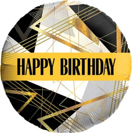Black,Gold,& Silver Birthday Mylar