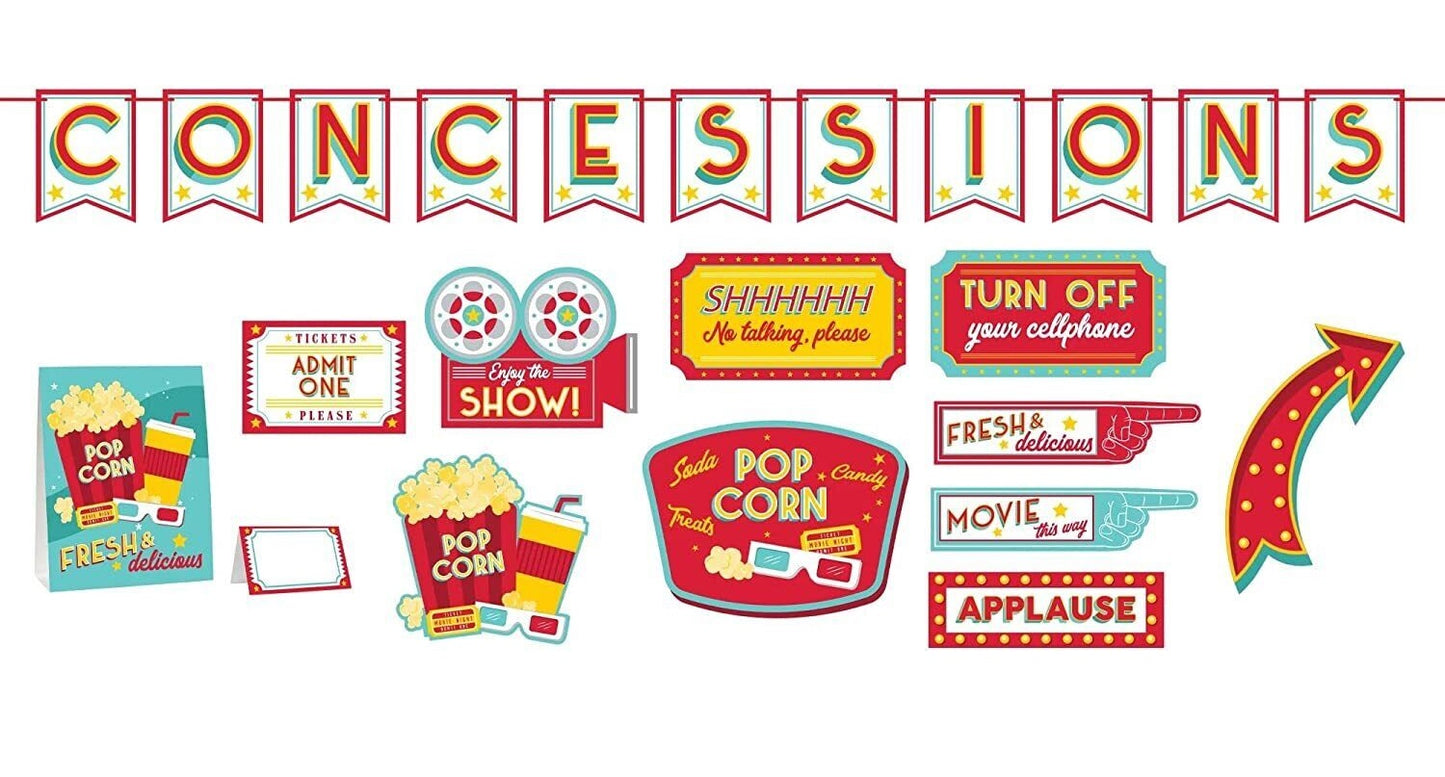 Movie Night Cardstock Decorating Kit, 19pc