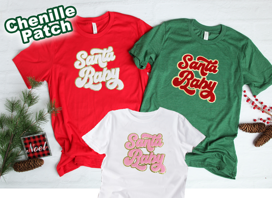 Santa Baby Chenille Patch Shirts