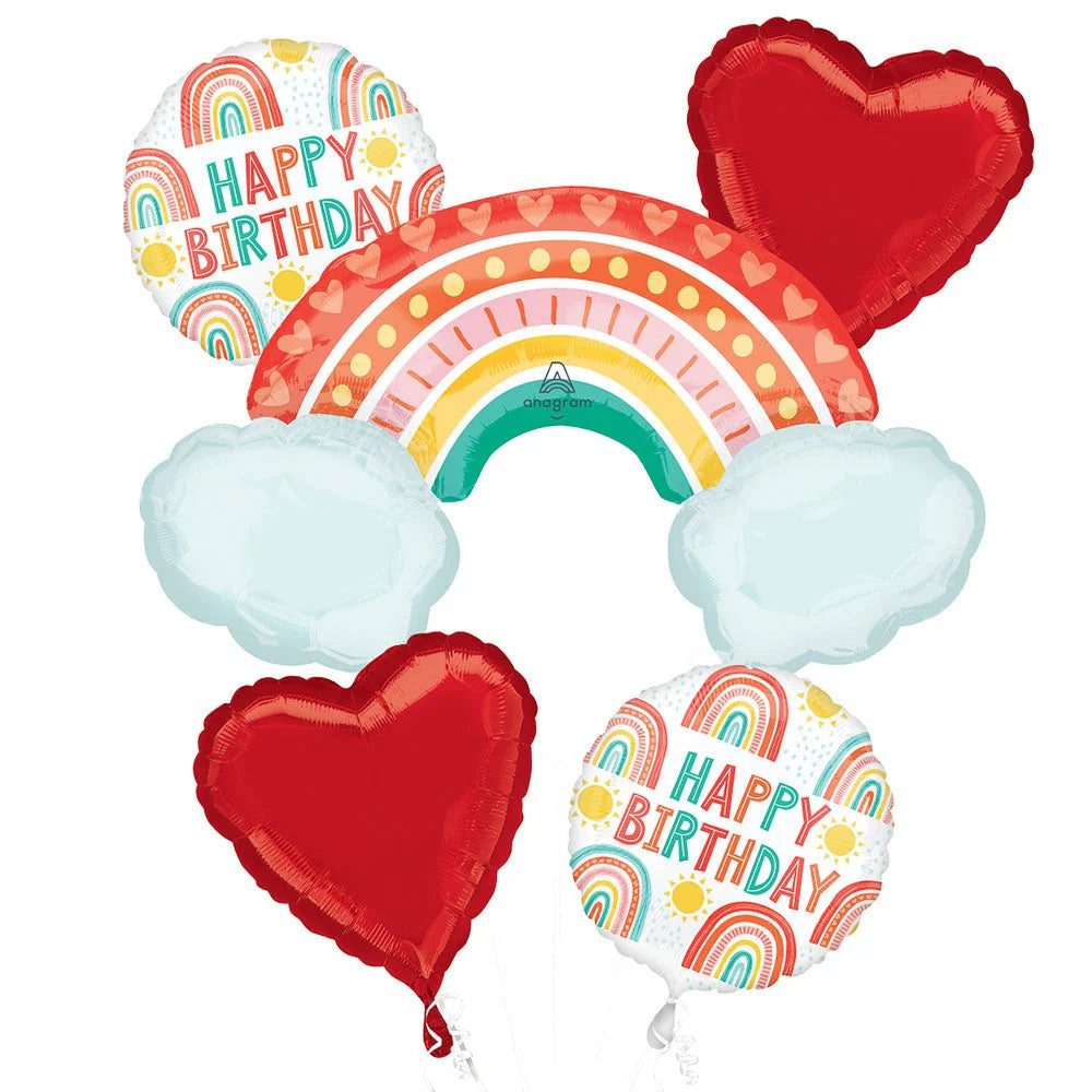 Retro Rainbow Balloon Bouquet 5pc