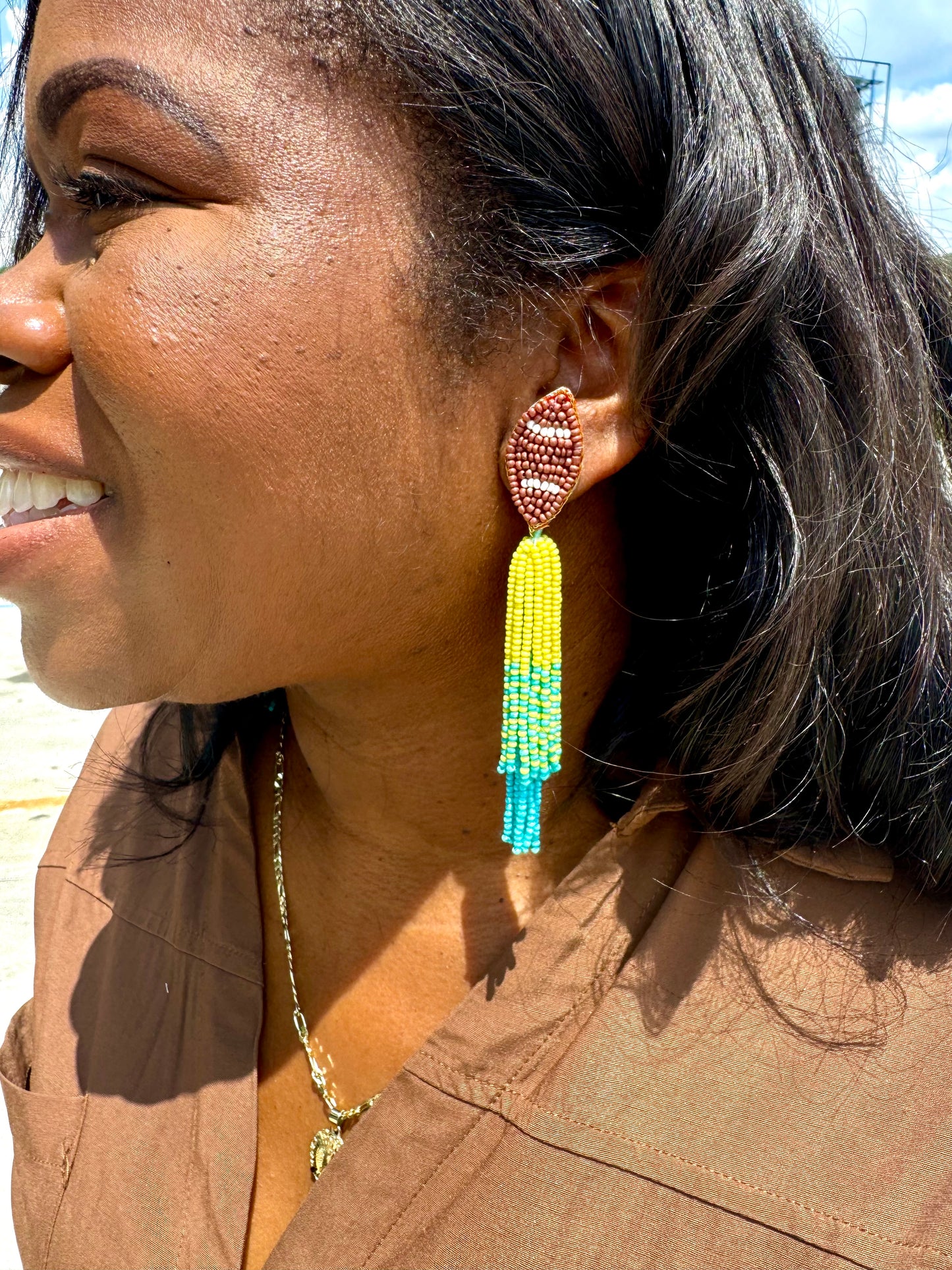 SU Go Jag Tassel Football Earring