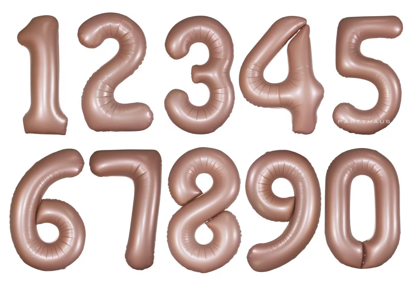 Satin Rose Gold Number Balloons, 34"