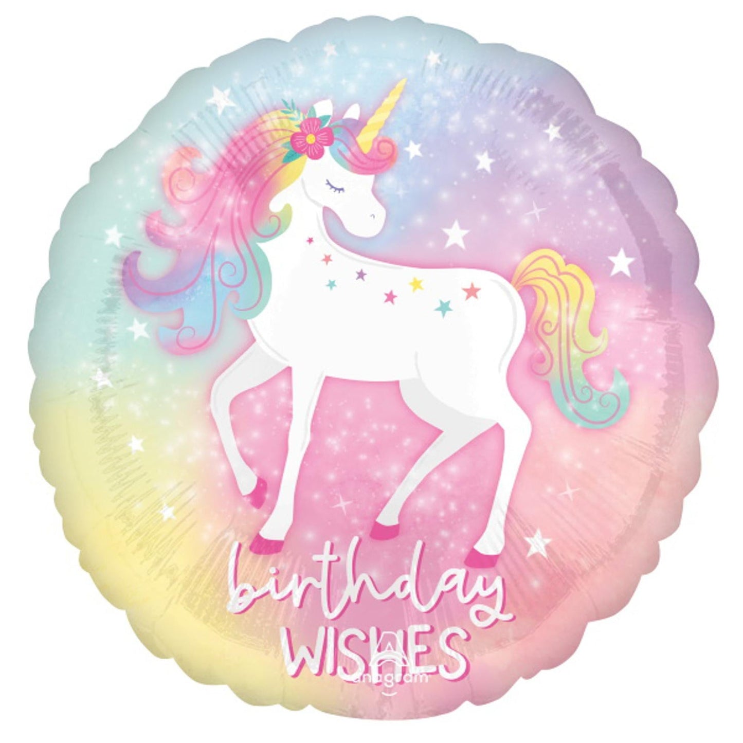 Unicorn Birthday Wishes, 18" Balloon