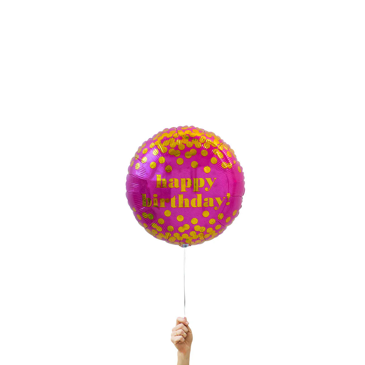 Hot Pink & Gold Dots Holographic Happy Birthday, 18" Balloon