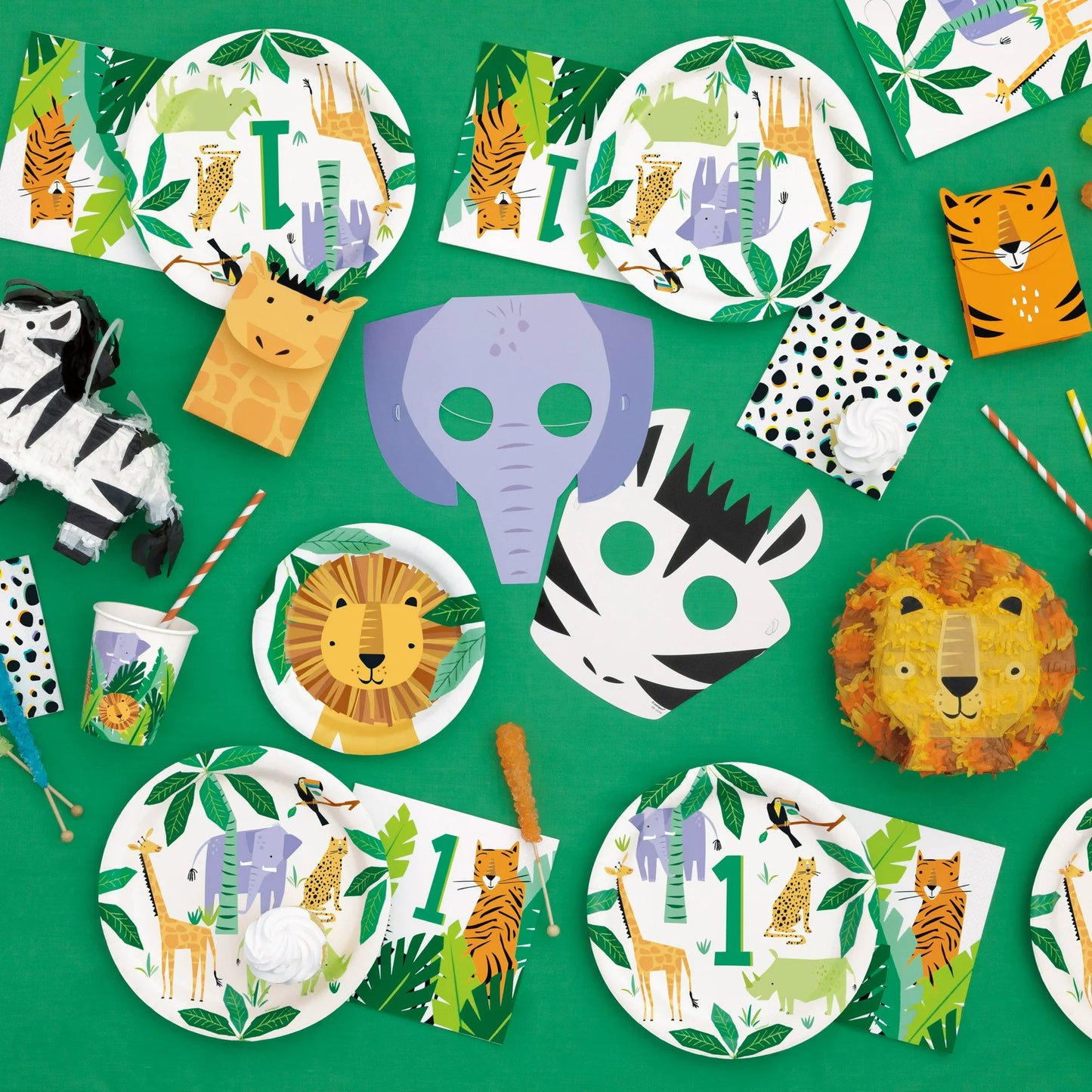 Animal Safari Paper Beverage Napkins, 5 Inch, 16 Count