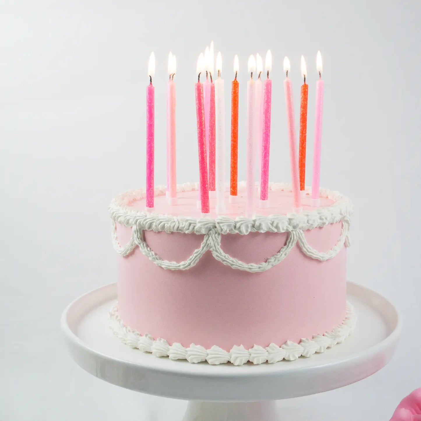 Tall Pink Gradient Glitter 16 Candle Set