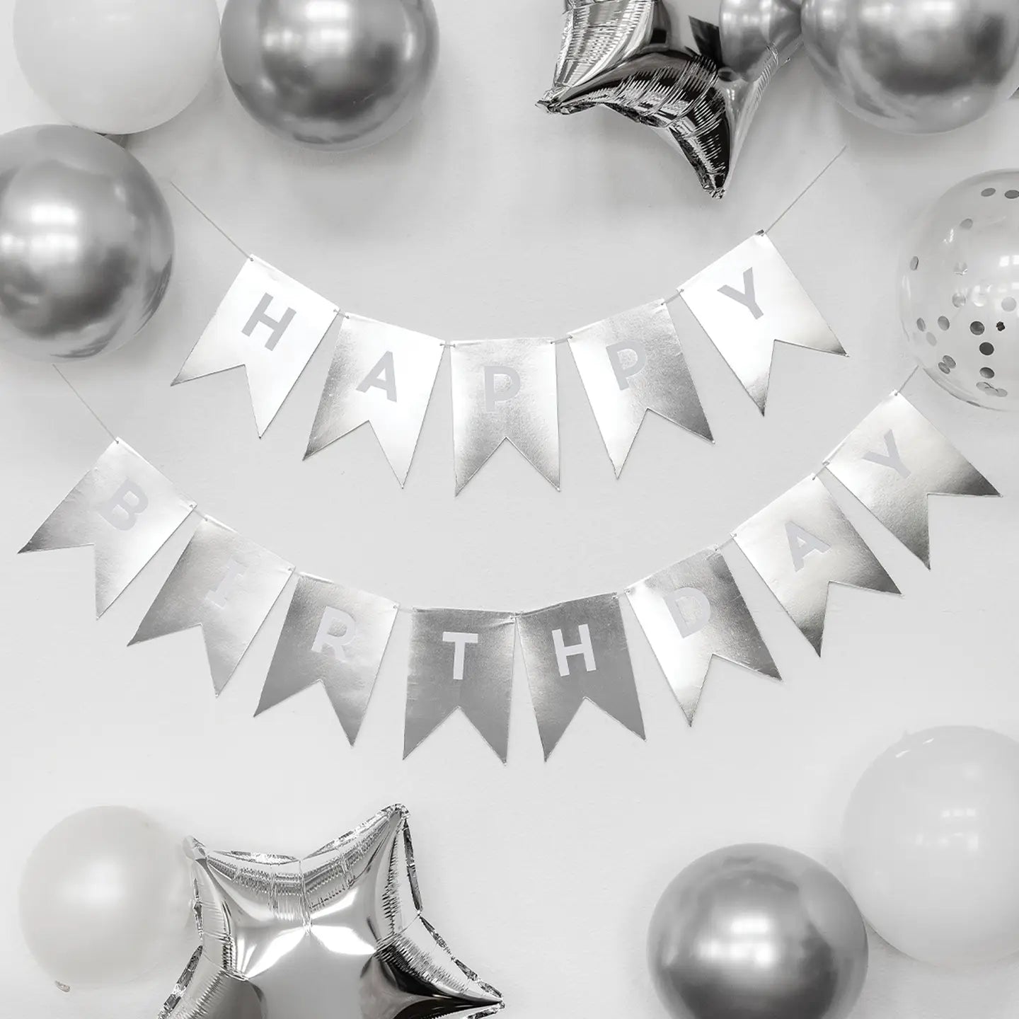 Silver Happy Birthday Banner