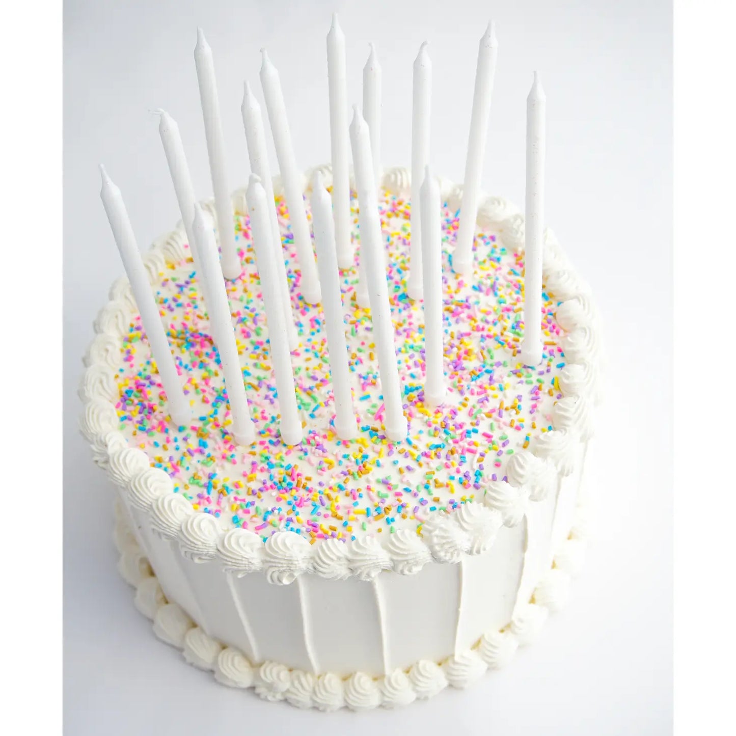 Tall White Glitter 16 Candle Set