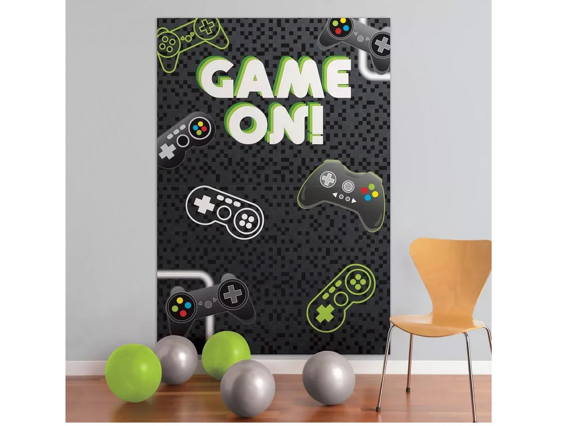 Game On! Level Up Photo Backdrop, 4.6ft x 6.6ft, 4pc