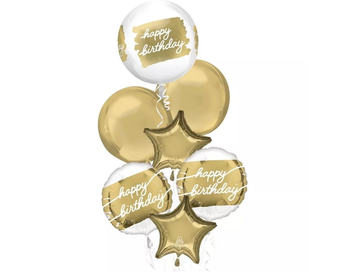 Golden Age Birthday Foil Balloon Bouquet, 7pc