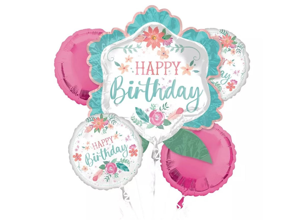 Free Spirit Birthday Foil Balloon Bouquet, 5pc
