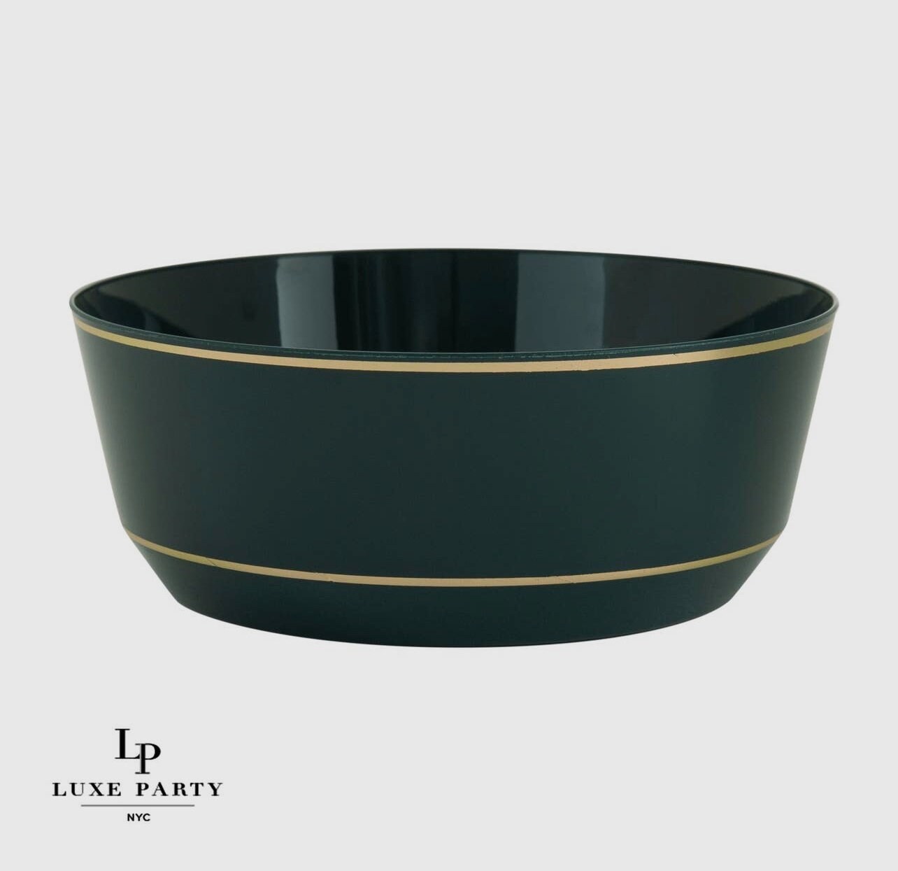 14 oz. Round Emerald • Gold Plastic Bowls | 10 Pack