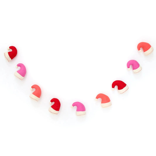 Santa Hat Christmas Holiday Felt Garland Banner*