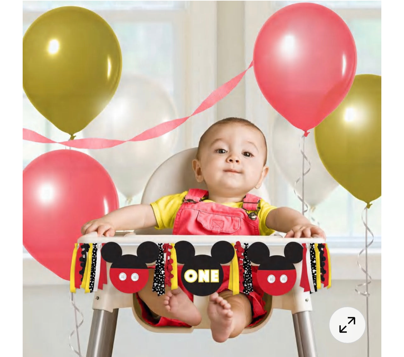 Mickey Mouse Forever 1st Birthday Fabric & Ribbon High Chair Decoration, 38in