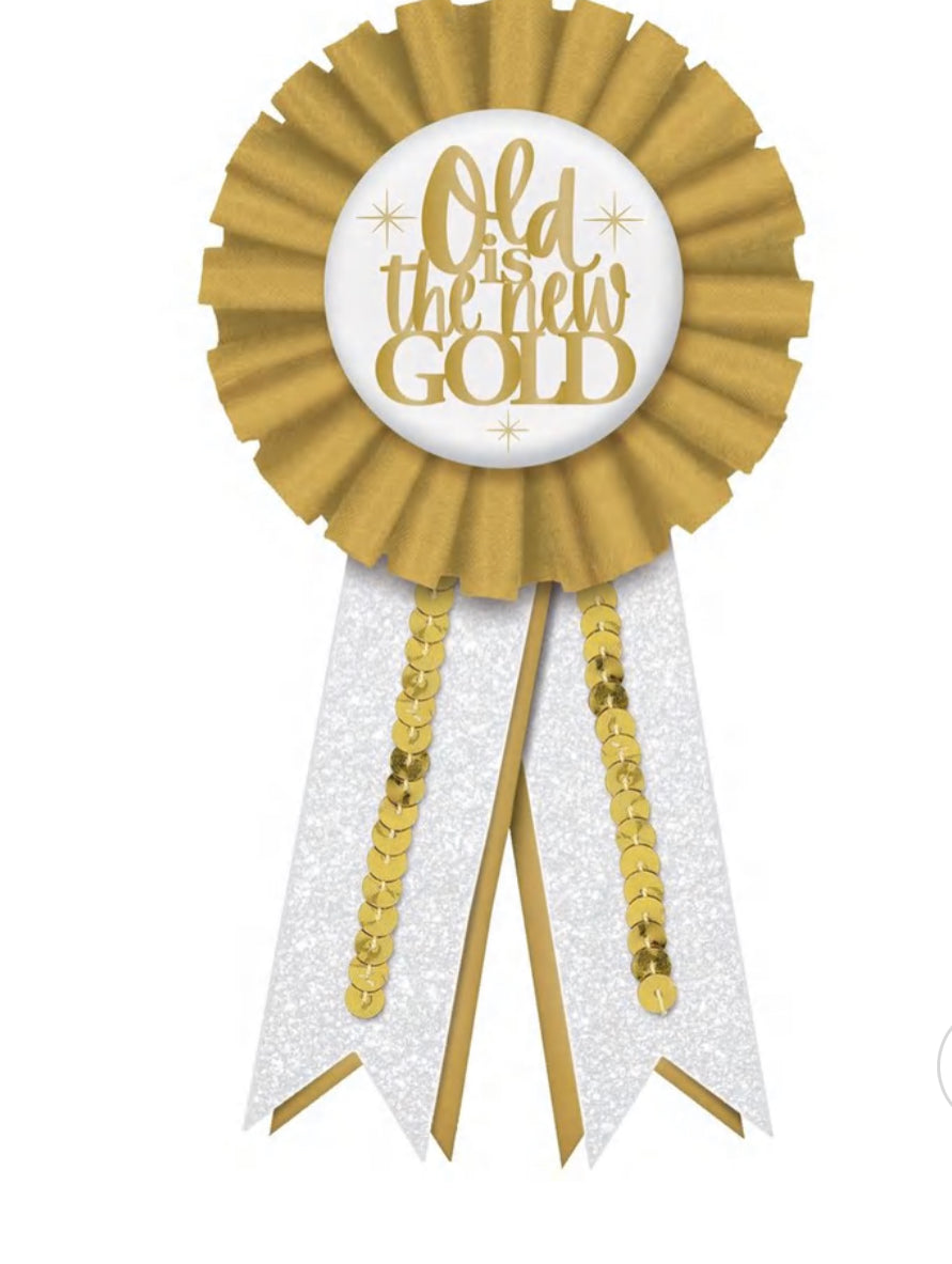 Golden Age Fabric & Metal Award Ribbon, 3in x 5.8in