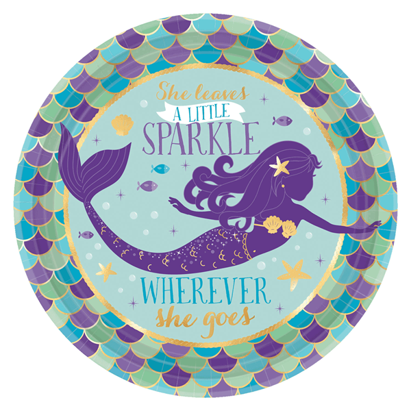 Mermaid Party Paper Dessert Plates 8pk