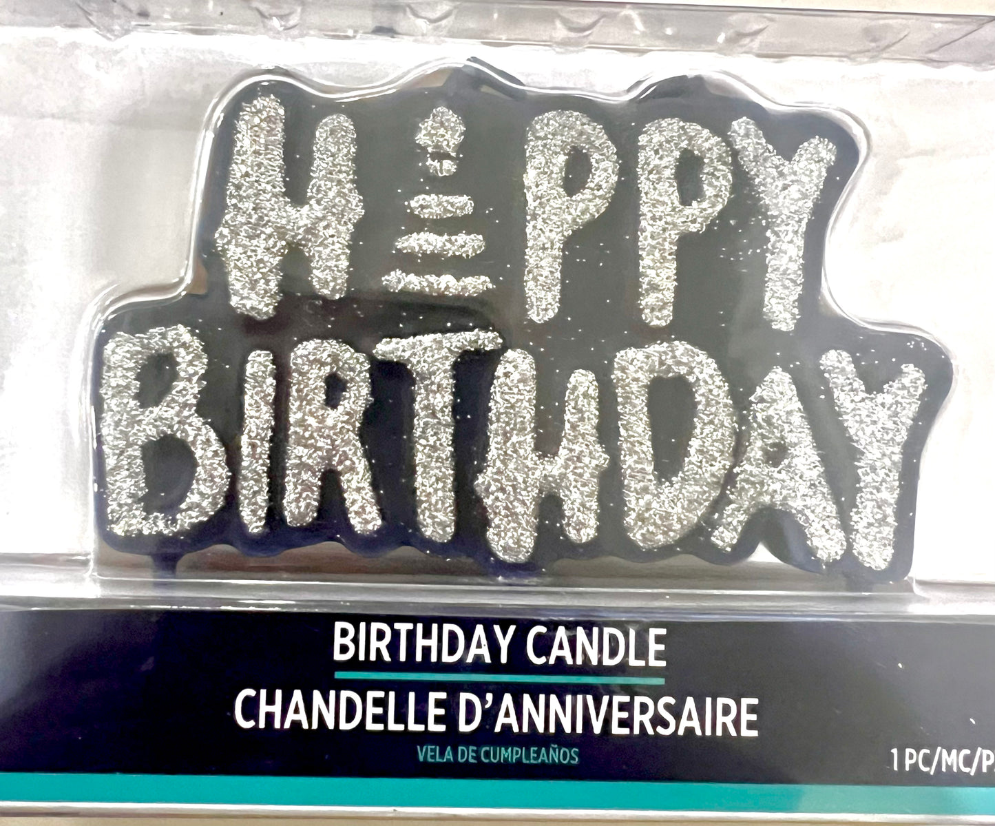 Manly Black W/ Shiny Silver Birthday Candle