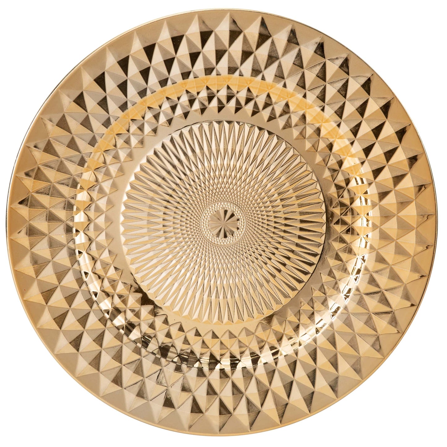 13" Gold Round Diamond Plastic Charger Plate | 1 Charger