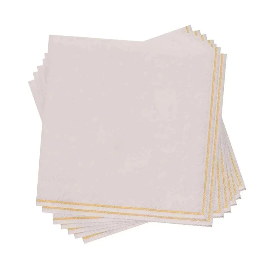 Linen with Gold Stripe Paper Lunch Napkins | 20 Napkins