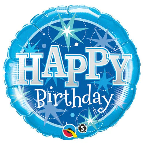 Blue Sparkle Happy Birthday, 18"