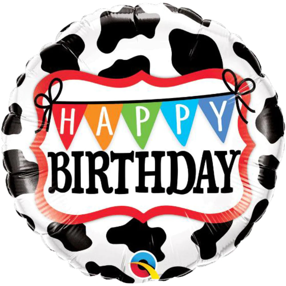 Happy Birthday Cow printed Mylar