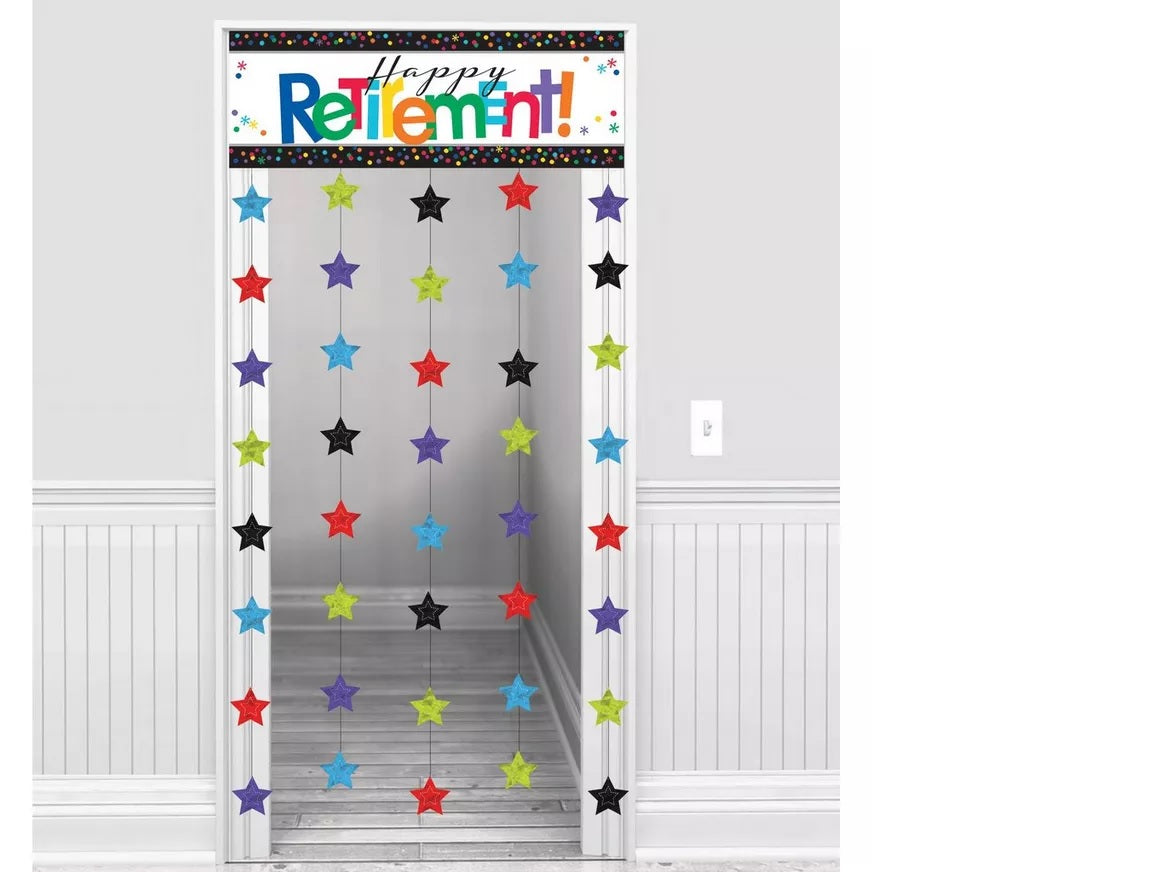 Happy Retirement Celebration Doorway Curtain (39in x 77in Cardstock & Foil Decoration)